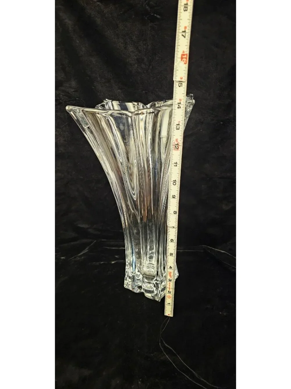 Vintage Mikasa Clear Crystal Fluted Vase 14